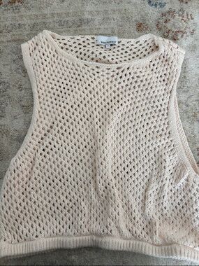WeWoreWhat Open-Knit Sleeveless Tank - Cream